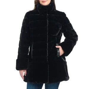 Jones New York Faux Fur Jacket Black Size Large NWT